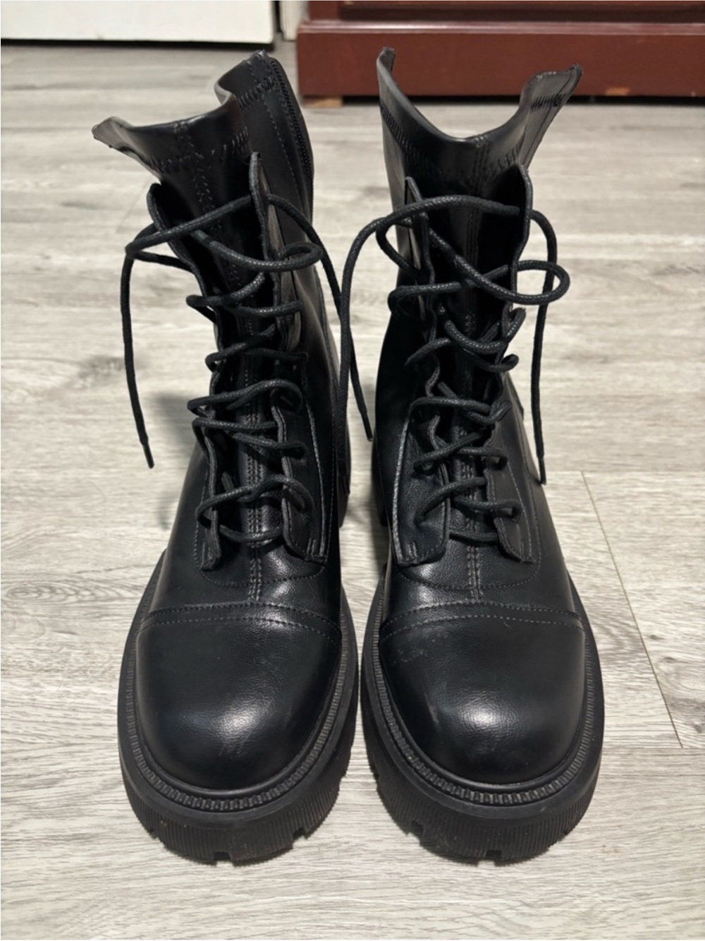 Women’s Black Lace-Up Combat Boots